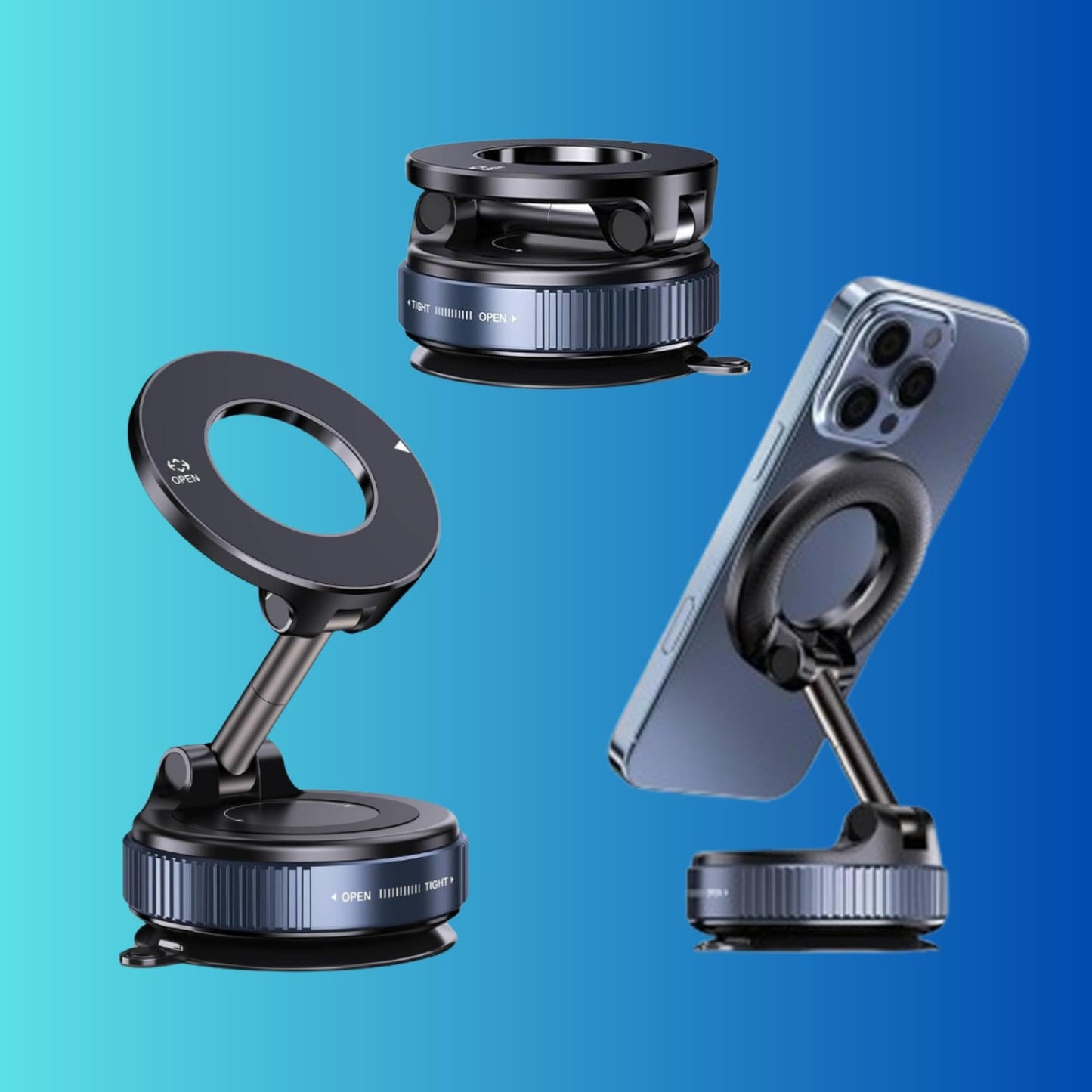 Vacuum Magnetic Phone Holder, Upgraded 360° Car Mount, Adjustable Hands-Free ...