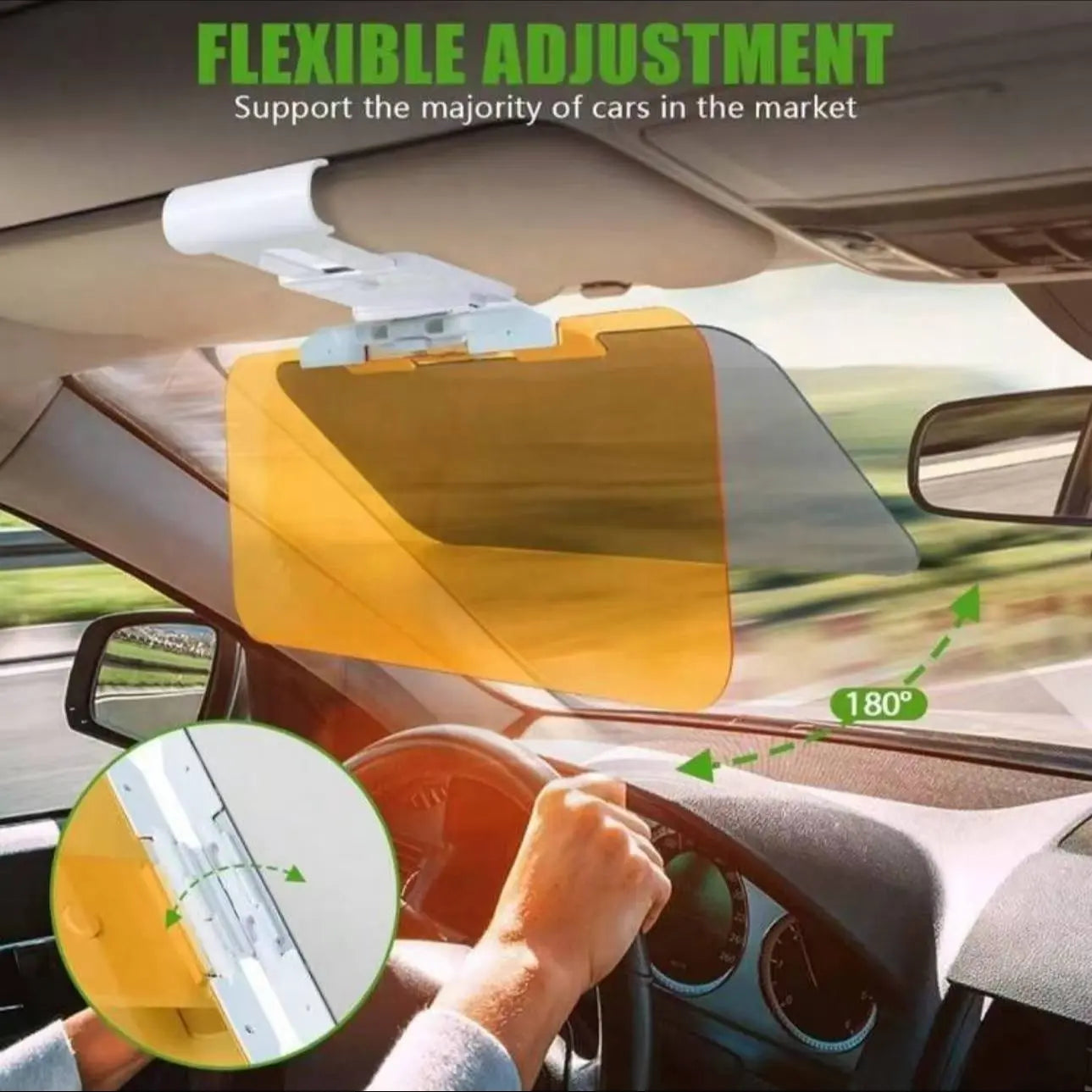 Car Sunshade Extender, 2-In-1 Design for Day and Night Use, Anti-Glare, UV Protection, Retractable Sunshade, Windshield Sun Shade Hdautomobile