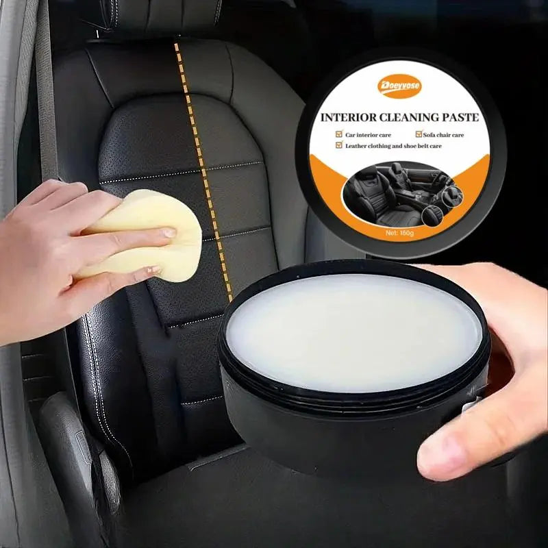 DOEYVOSE Car Interior Cleaning Cream, 2 Counts/Set Car Seat Cleaning Polishing Cream with Sponge, Professional Car Interior Care Product