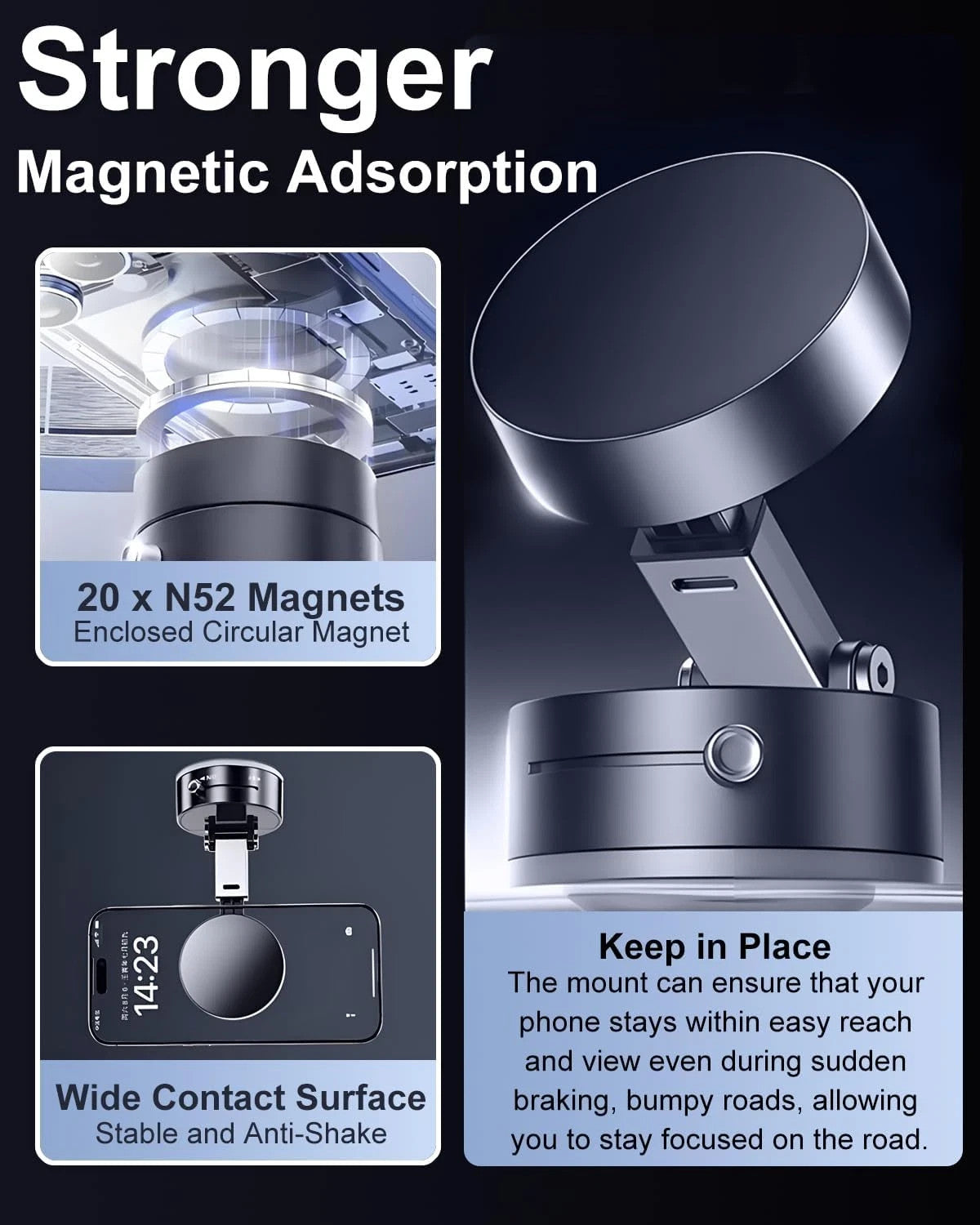 Soporte Magnetico De Celular, Para Carro, Vacio De Doble Cara Tiktok 360 Grados